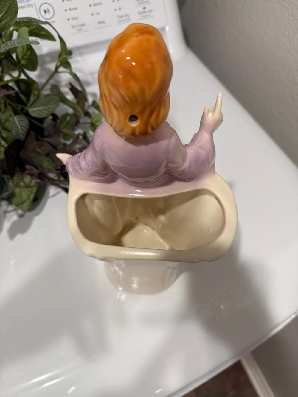 ❤️sold1950s Lady Head Vase Planter – Pink & Lilac Ceramic with Gold Accents - Picture 13 of 14